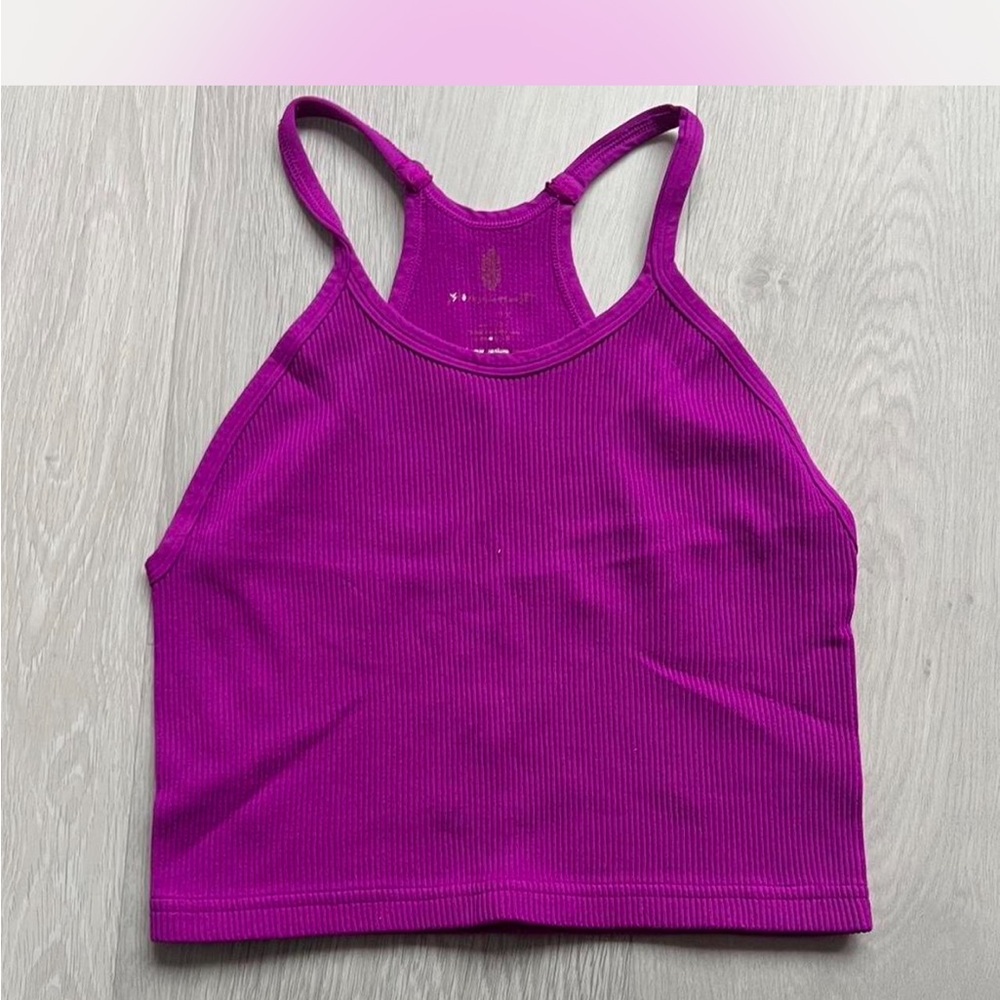 FREE PEOPLE MAGENTA PINK HALTER CROP TOP WOMENS SMALL/XS